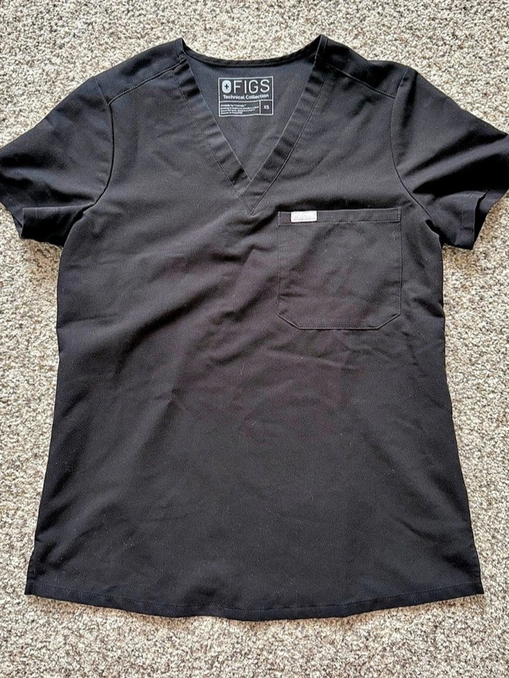 FIGS Casma Scrub Top Black V-Neck Size XS